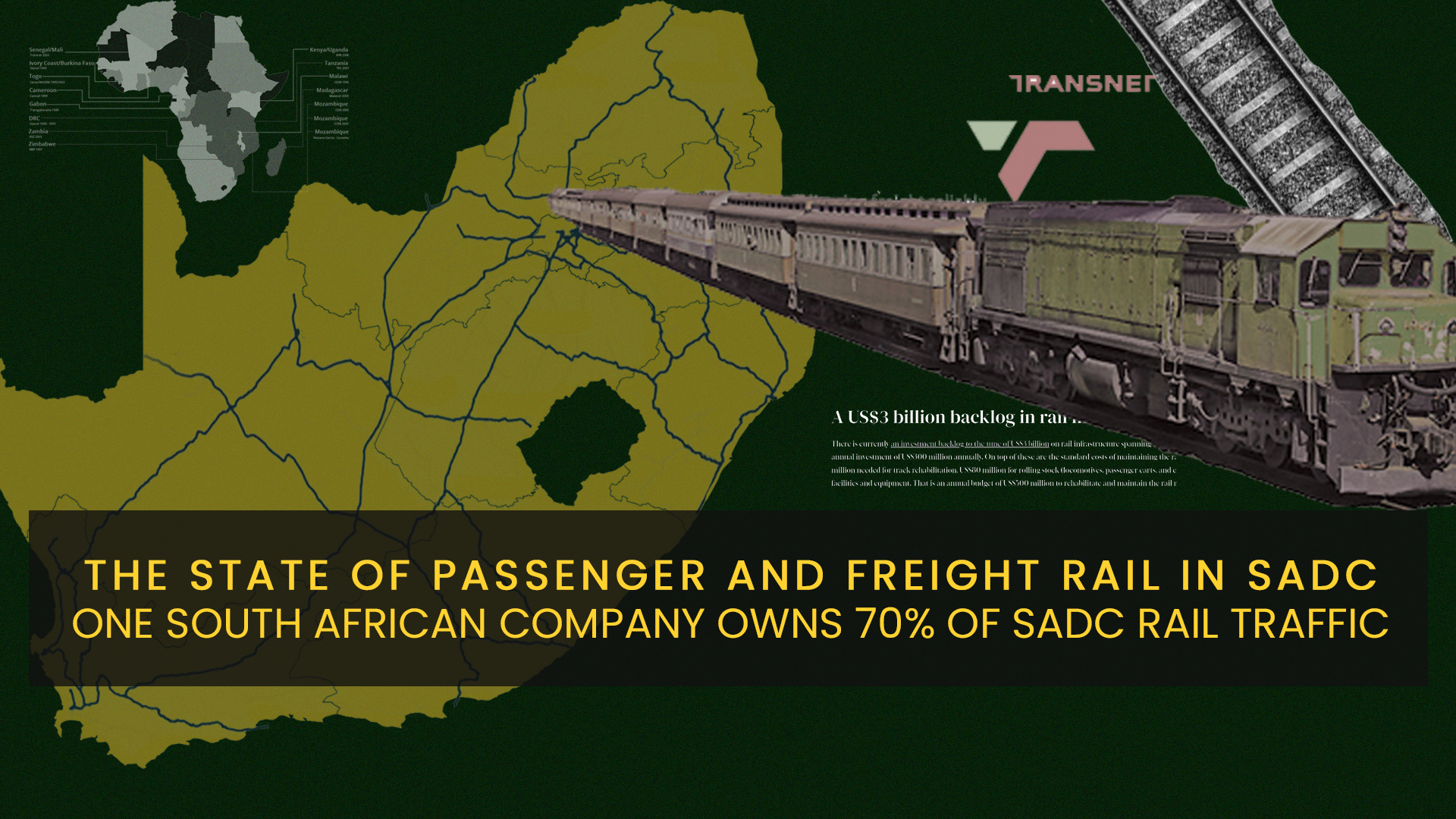 State of SADC rail for logistics & passenger transport: One SA company owns 70% of traffic